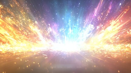 Vibrant Colorful Light Explosion with Sparkling Particles