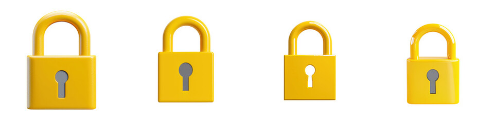 A collection of yellow padlocks symbolizing security privacy and access control concepts  These padlocks can be used to represent safety encryption authentication
