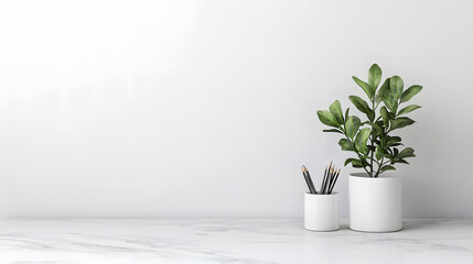 Indoor plant arrangement modern home office decor style minimalist space natural vibe