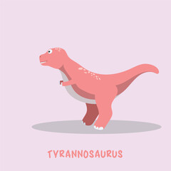 vector of cute tyrannosaurus with red color and smilling