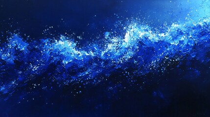 Naklejka premium Vibrant Blue Ocean Waves with Splashing Foamy Texture and Dark Background for Abstract Art and Nature Themes