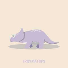 vector of cute triceratopss with purple color and smilling