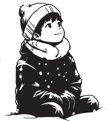 little girl in a fur cap