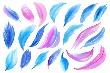 Blue paint brush stroke isolated on white background. Abstract watercolor painting.