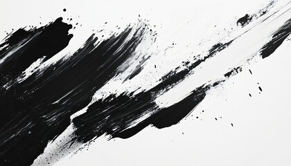 Dynamic Abstract Black Brush Stroke on White Background Suitable for Artistic and Modern Design Projects