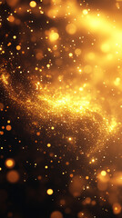 Fototapeta premium A modern abstract background featuring glowing yellow particles, symbolizing energy, creativity, and innovation, with a dynamic and futuristic feel, ideal for design and digital art concepts.
