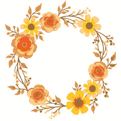Obraz premium Radiant Blossoms: The Sunshine Wreath of Sunflowers and Roses 