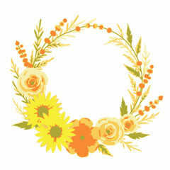 Radiant Blossoms: The Sunshine Wreath of Sunflowers and Roses
