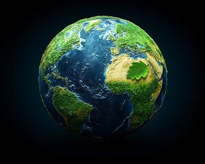Fototapeta premium Green Leaf on Earth Globe