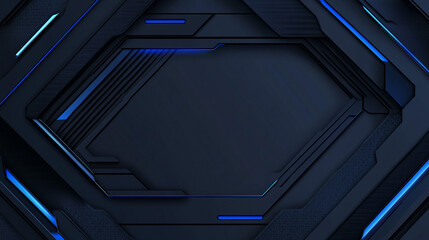 Obraz premium Abstract dark navy blue futuristic panel with glowing blue lines.