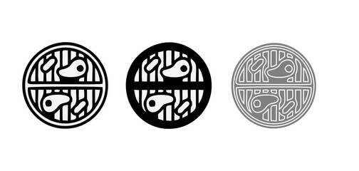 Grill bbq vector icon set illustration isolated on white background