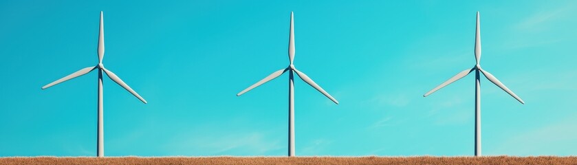 Harnessing wind energy turbines in a clear blue sky renewable energy concept outdoor wide view