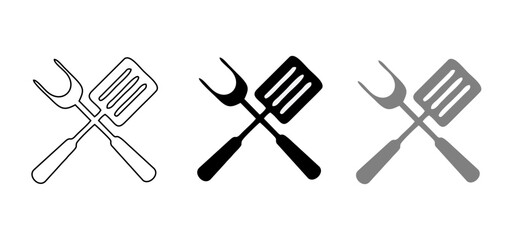 Grill bbq vector icon set illustration isolated on white background