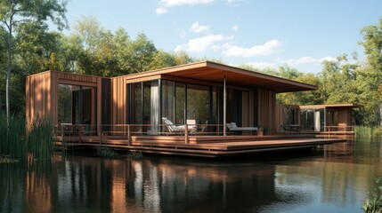 Luxury Waterfront Wooden Cabins: Tranquil Getaway