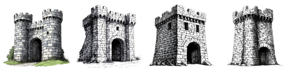 collection of intricately detailed medieval castles and fortresses showcasing the grandeur and architectural elegance of these historic structures through stunning digital artwork and 3D rendering