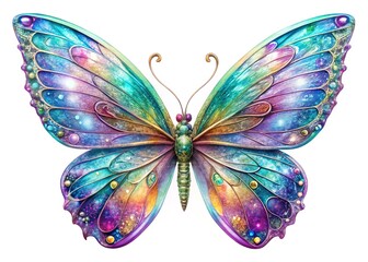 Iridescent Butterfly Elf Wings: Whimsical Fantasy PNG Transparent Background