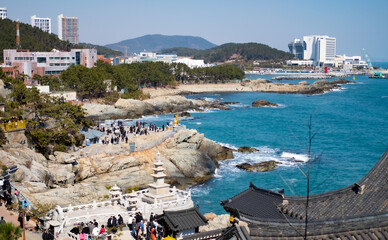 Haedong Yonggungsa Temple Busan, South Korea  ‎September ‎24, 2023: 
Haedong Yonggungsa Temple Famous temple by the sea in Busan, South Korea.