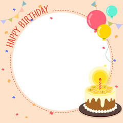 사진꾸미기, 포토프레임, 풍선과 가렌더, 신나는 생일축하 프레임 배경일러스트.벡터 일러스트 디자인
