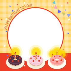 Picture Decoration, Photo Frame, Balloon and Garender, Exciting Birthday Frame Background Illustration. Vector Illustration Design