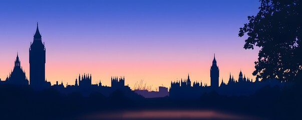 Obraz premium Silhouette of the London skyline at dusk or dawn