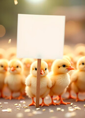 Adorable Chicks Holding a Blank Protest Sign..