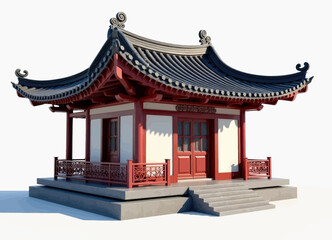 Fototapeta premium Asian-style pavilion with transparent background