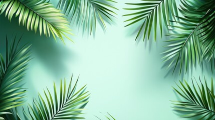 Tropical Mint Background with Soft Palms for Summer Vibes