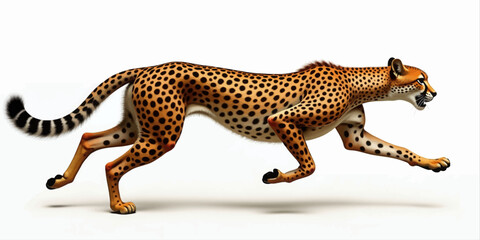 Obraz premium Cheetah Running with Black Spotted Coat and Tail