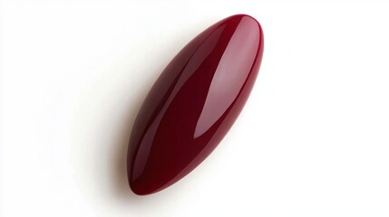 Fototapeta premium Glossy Red Oval Stone on White Background with Smooth Finish