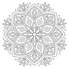 Hand-drawn Mandala Illustration. Black and White Line Art. Aesthetic Symmetry for Calmness