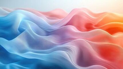 Obraz premium Abstract vibrant fabric waves, colorful gradient, soft light, digital art, background image