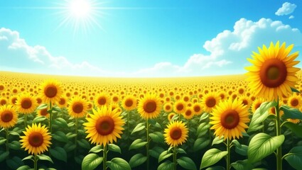 Fototapeta premium sunflower field with blue sky
