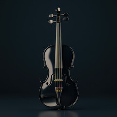 Fototapeta premium highly detailed black violin with glossy finish, showcasing elegant curves and strings, perfect for music lovers and artists