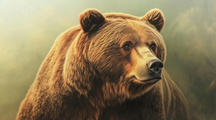 Fototapeta premium Grizzly portrait: Pastel fur powerful head and shoulders 