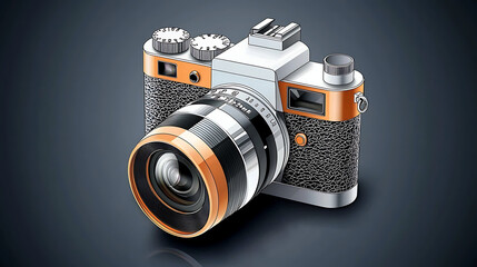 A camera with a gold and black color scheme. generated using AI