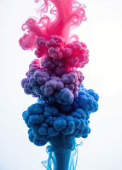 Pink and Blue Ink Cloud Burst with Transparent Background