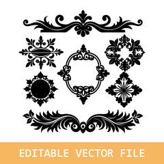 Naklejka premium Hand drawn decorative wedding ornaments collection