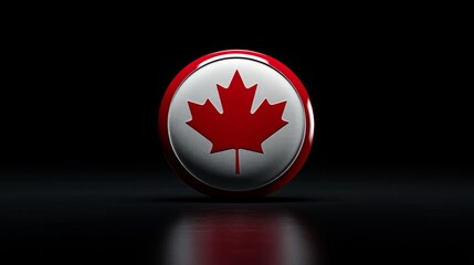 Canadian flag emblem on dark background