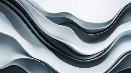 Abstract wavy geometric pattern with layered gray and white curves