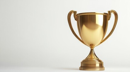Celebrating achievement golden trophy minimalist studio copy space for text