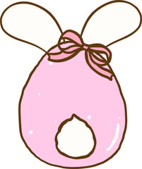 Easter Egg Coquette Bunny Ears with Ribbon Bow Cartoon Hand Drawn