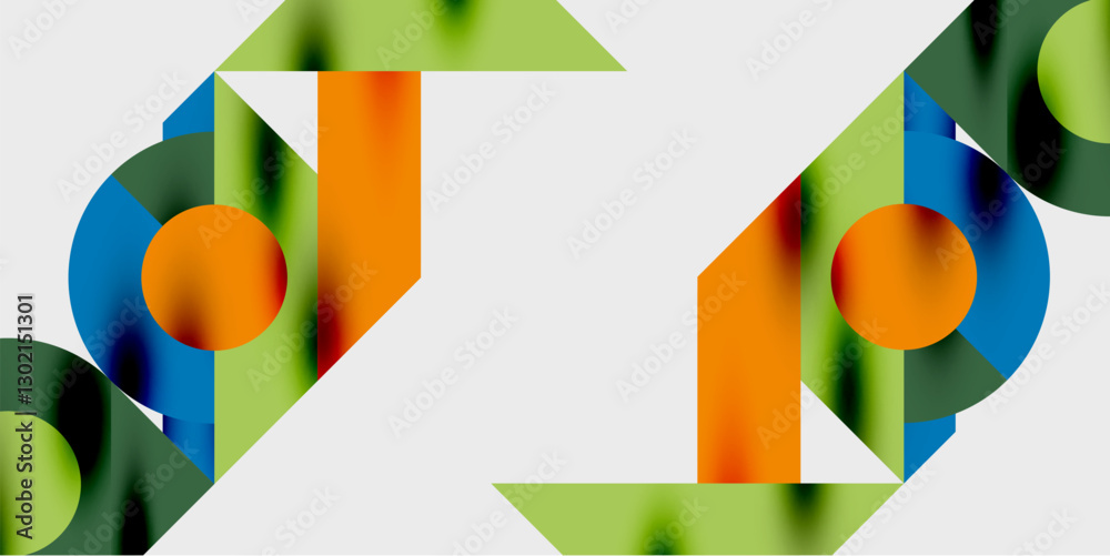 Poster Modern abstract background featuring circles, lines, and triangles in a dynamic geometric composition. Perfect for stylish, tech, or creative-themed designs