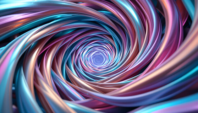 Endless Flow of Twisting, Overlapping Ribbons Creating a Fluid Vortex