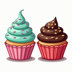 Two Cupcakes with Sprinkles and Transparent Background