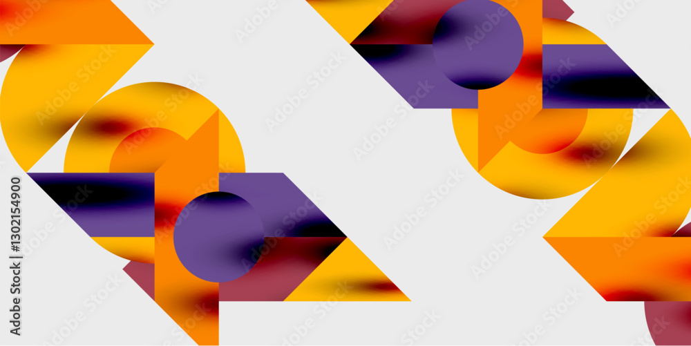 Poster Modern abstract background featuring circles, lines, and triangles in a dynamic geometric composition. Perfect for stylish, tech, or creative-themed designs