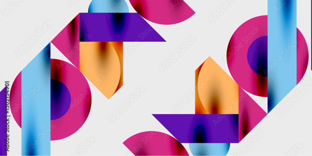 Aufkleber Modern abstract background featuring circles, lines, and triangles in a dynamic geometric composition. Perfect for stylish, tech, or creative-themed designs