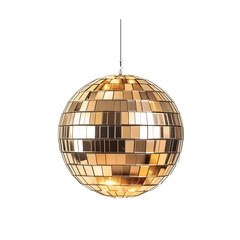 Fototapeta premium Disco ball golden mirron isolated on white background