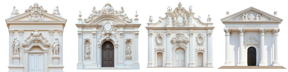 Majestic Baroque Architecture of Historical Church or Cathedral Exterior with Ornate Facade Columns Dome and Towers in European Renaissance Style