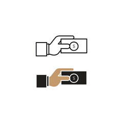Remuneration Icon, Payment Icon or Current Account Vector Icon, Dollar in a Hand