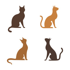 Four brown silhouettes of cats